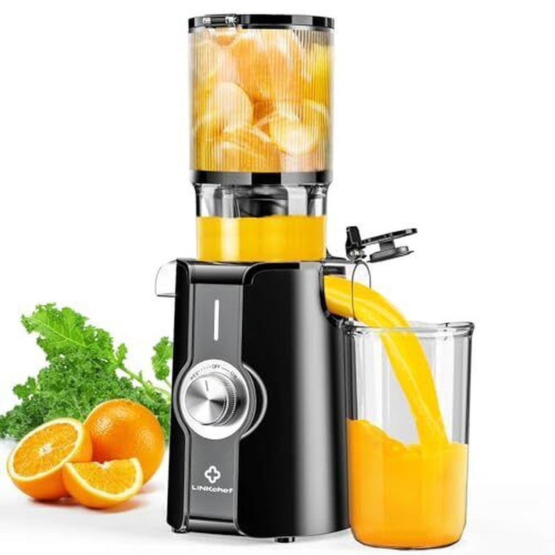 Cold Press Juicer, Slow Masticating Juicer Machines with 4.35" Feed Black