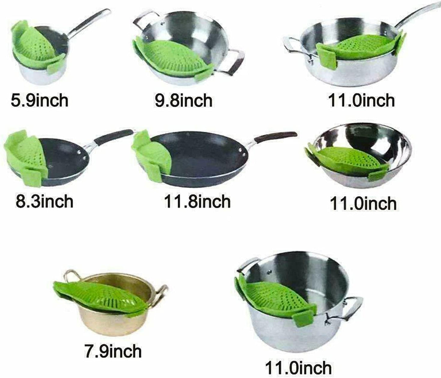 2 Pcs Clip on Strainer, Pot Strainer for Pasta Meat Vegetables Fruit, Silicone Strainer - Fit All Pots Bowls.