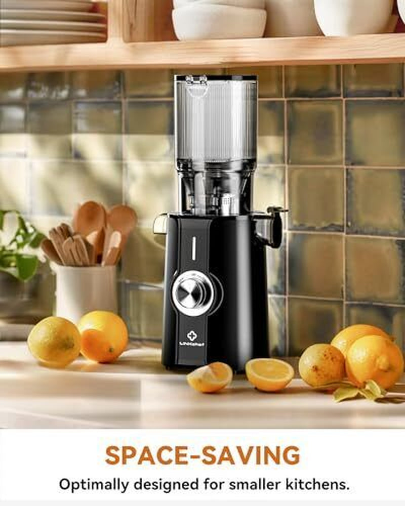 Cold Press Juicer, Slow Masticating Juicer Machines with 4.35" Feed Black