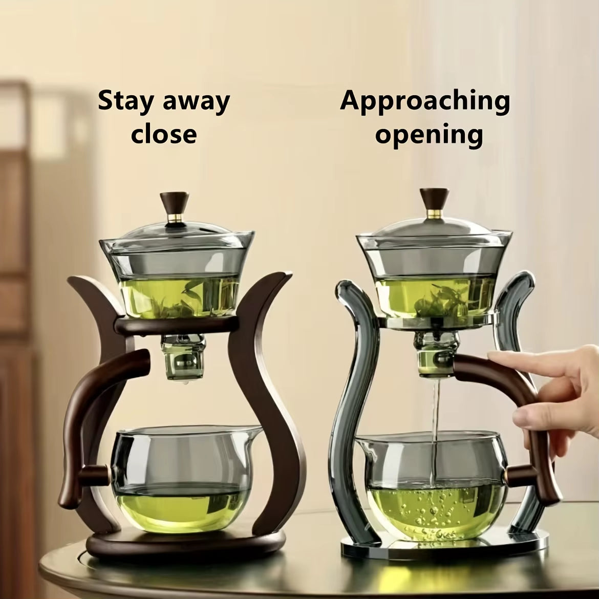 Lazy Kung Fu Glass Tea Set Semi Automatic Drip with Infuser Glass Teapot Set Magnetic Switch Teapot Teacup Set Glassware