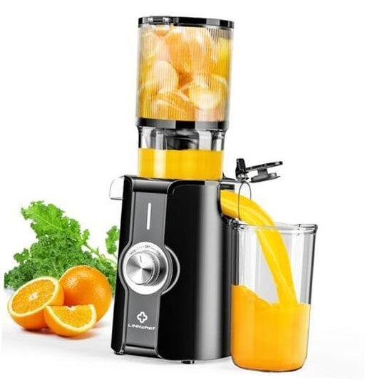 Cold Press Juicer, Slow Masticating Juicer Machines with 4.35" Feed Black