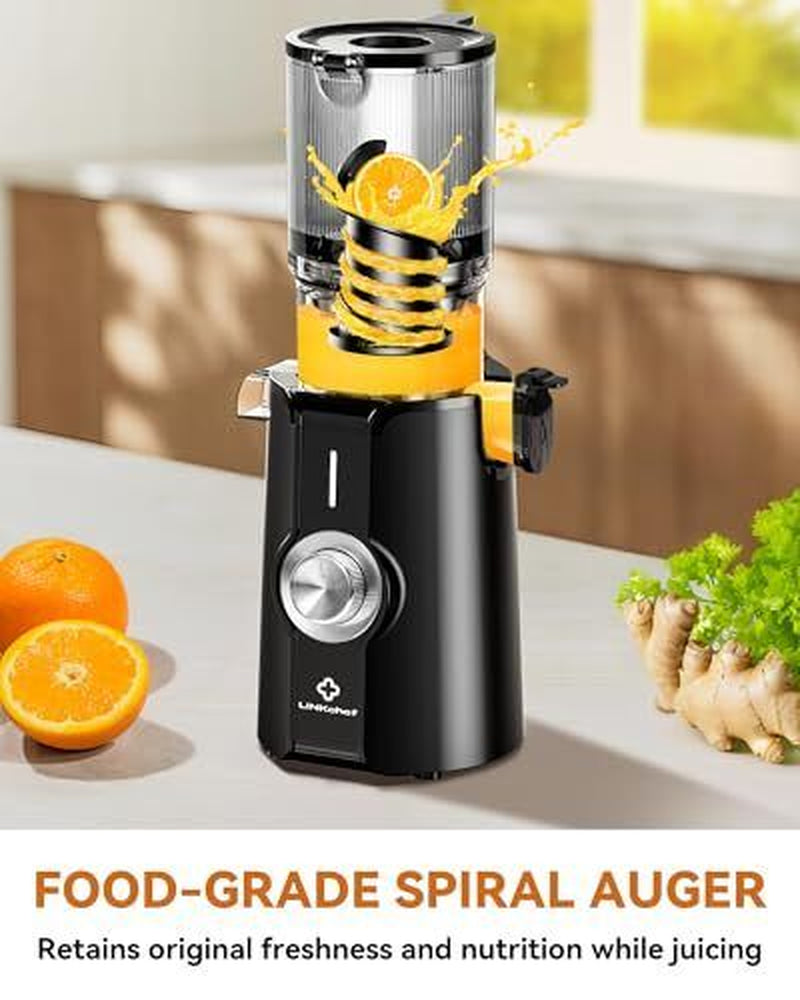 Cold Press Juicer, Slow Masticating Juicer Machines with 4.35" Feed Black