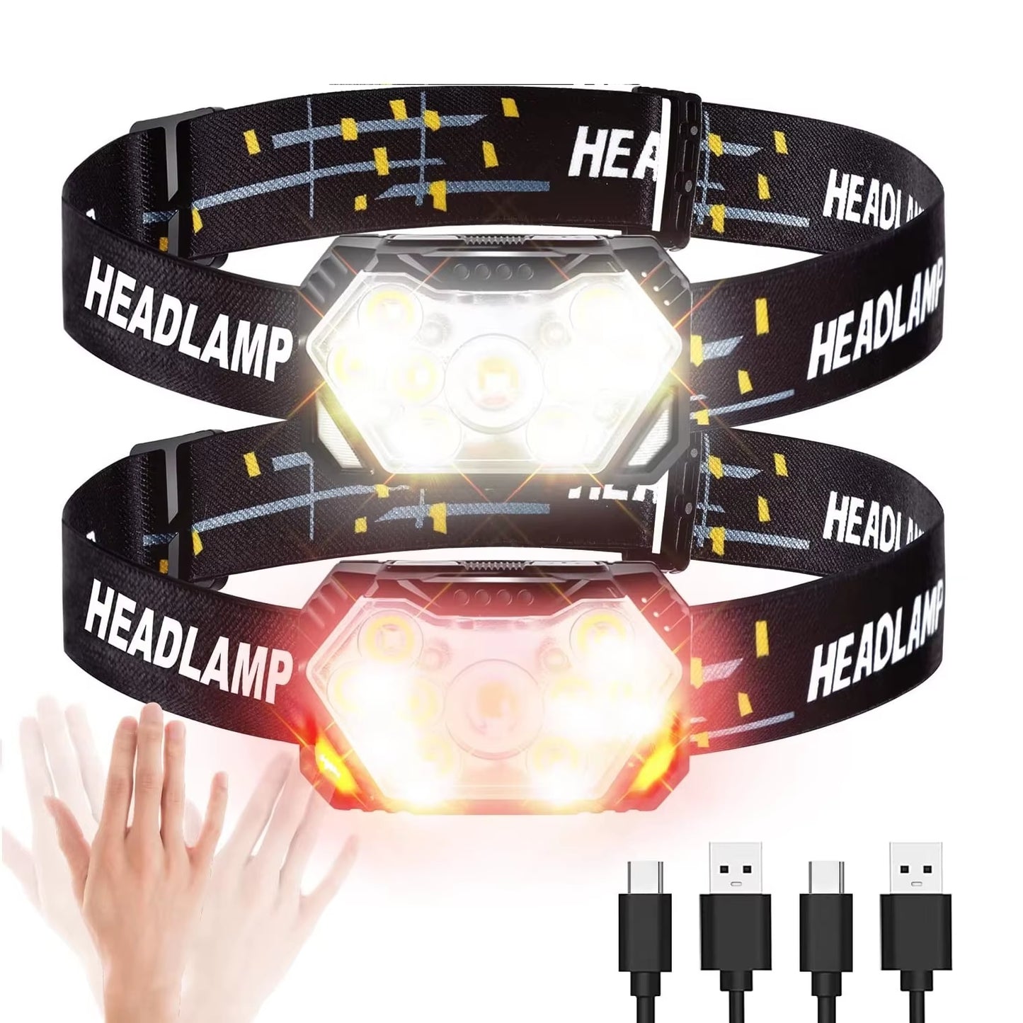 9 Led Strong Light Headlamp USB Rechageable Motion Sensor Headlight Portable Fishing Camping Outdoor Head Lamp Work Flashlight