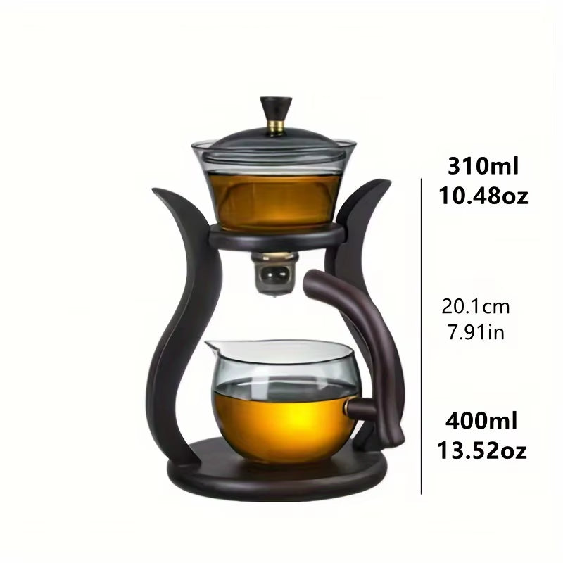 Lazy Kung Fu Glass Tea Set Semi Automatic Drip with Infuser Glass Teapot Set Magnetic Switch Teapot Teacup Set Glassware