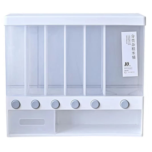 10L Wall Mounted Separate Rice Bucket Cereal Dispenser Moisture Proof Plastic Automatic Racks Sealed Food Storage Box