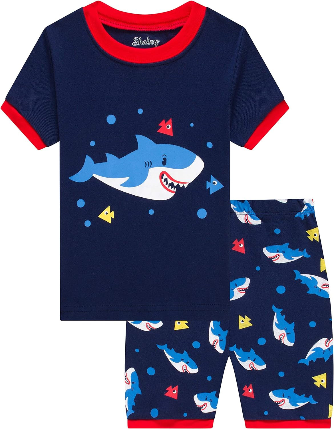 Little Boys Shark Pajamas Summer Kids 4 Pcs Cotton Pyjamas Children Clothes 5T